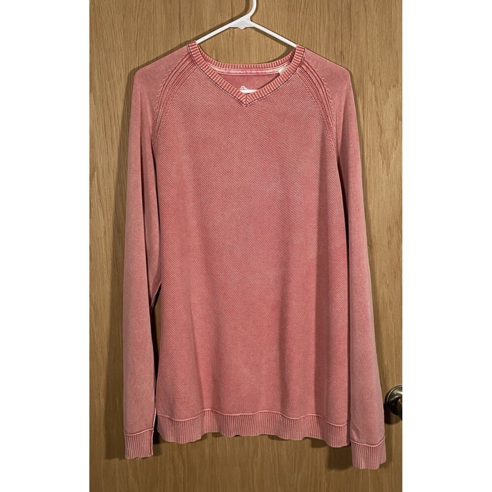 Tommy Bahama Relax Sweater Men's XL Thermal Long Sleeve Coral Cotton Casual